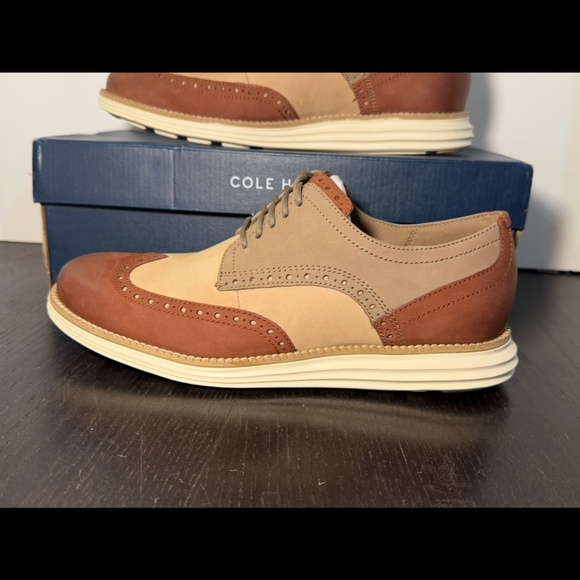 Cole Haan Original Grand Shortwing Oxford Shoes Dark Cuoio/Ivory Mens 7M main image 8